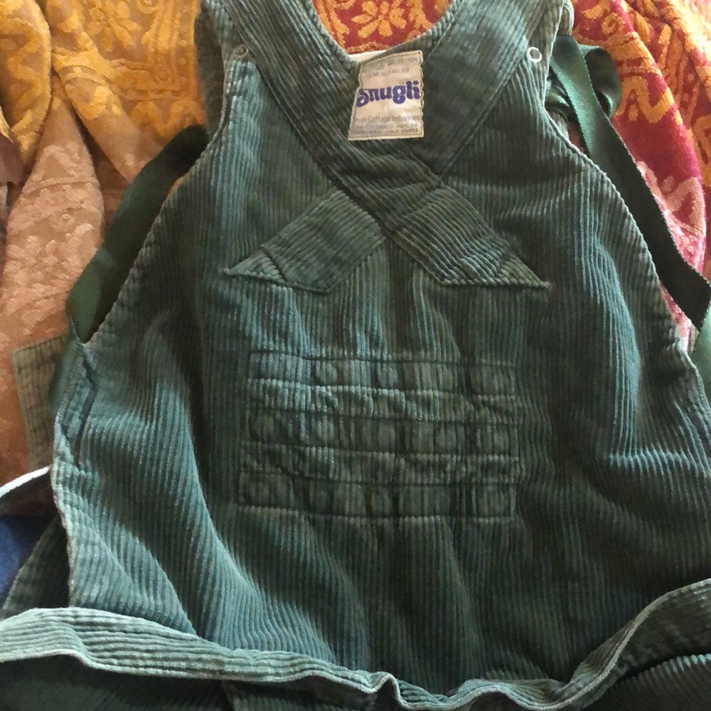 Green Corduroy Baby Transport from the 60’s/70’s handmade in Colorado
